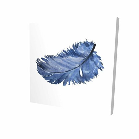 FONDO 12 x 12 in. Watercolor Blue Feather-Print on Canvas FO2782429